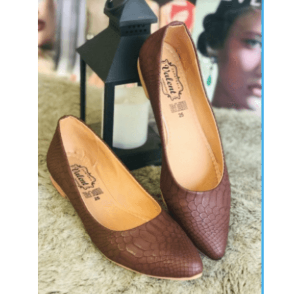 Balerina Style Shoes for Women, Snake Style in Brown Color